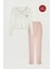 Kadın Soft Touch Fitilli Kalp Detaylı Uzun Kollu Pijama Takımı 1