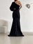 Tek Kol Derin Yırtmaçlı Krep Gece Elbisesi Abiye 582286 Siyah 2