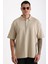 Yaka ve Kol Dikiş Detaylı Double Pike Kumaş Loose Fit Erkek Polo Yaka Tişört 8