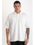 Yaka ve Kol Dikiş Detaylı Double Pike Kumaş Loose Fit Erkek Polo Yaka Tişört 5