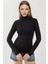 Kadın Slim Fit Yarım Balıkçı Yaka Bluz Busem Collection Black 6