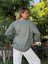 NC58939 Italyan Believe Taşlı Sweatshirt Haki 6