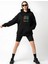 1990'S Tasarım Baskılı Siyah Oversize Unisex Kapüşonlu Sweatshirt Hoodie 1