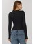 Kadın Çıtçıtlı Slim Fit Uzun Kollu Yuvarlak Yaka Body Busem Collection Black 4