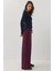 Kadın Nervür Detaylı Yumuşak Dokulu Geniş Paça Pantolon Busem Collection Bordo Kırmızı 3