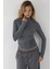 Kadın Slim Fit Yarım Balıkçı Yaka Bluz Busem Collection Grey 1