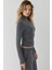 Kadın Slim Fit Yarım Balıkçı Yaka Bluz Busem Collection Grey 2