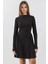Kadın Yumuşak Dokulu Kayık Yaka Mini Elbise Busem Collection Black 1