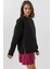 Kadın Şardonlu Fermuar Detaylı Bisiklet Yaka Sweatshirt Busem Collection Black 1