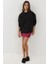Kadın Şardonlu Fermuar Detaylı Bisiklet Yaka Sweatshirt Busem Collection Black 5