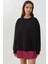 Kadın Şardonlu Fermuar Detaylı Bisiklet Yaka Sweatshirt Busem Collection Black 6