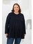 Düğme Detaylı Fırfırlı Büyük Beden Tunik Lacivert 1
