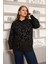 Büyük Beden Garnili Bluz Siyah 1