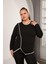 Büyük Beden Biyeli Bluz Siyah 1