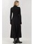 Kadın Dokulu Yarım Balıkçı Yaka Uzun Elbise Busem Collection Black 3