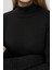 Kadın Dokulu Yarım Balıkçı Yaka Uzun Elbise Busem Collection Black 4