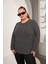 Büyük Beden Önü Taş Detay Bluz Antrasit 1