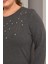 Büyük Beden Önü Taş Detay Bluz Antrasit 2