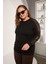 Büyük Beden Kolu Dantel Detay Bluz Siyah 5