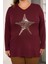 Büyük Beden Yıldız Pul Payet Nakış Detay Bluz Bordo 4