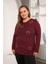 Çember Taş Işlemeli Büyük Beden Bluz Bordo 3