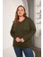 Büyük Beden Önü Taş Detay Bluz Haki 1