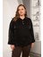Büyük Beden Pul Payet Detay Saten Bluz Siyah 1