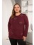 Çember Taş Işlemeli Büyük Beden Bluz Bordo 1