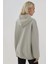 Kadın Şardonlu Cepli Fermuarlı Kapüşonlu Sweatshirt Busem Collection Grey 5