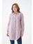 Kadın Gömlek Yaka Düğmeli Uzun Kol Tunik Boy Rahat Çizgili Curve Büyük Beden Tesettüre Uygun Gömlek 4
