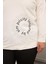 Taş ve Nakışlı Büyük Beden Sweatshirt Beyaz 2