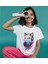 Kedi Baskılı Tişört Yetişkin Beyaz T-Shirt Cat Unisex Çocuk Tişört 1