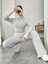 Kadın Uzun Kollu Balıkçı Yaka Kaşkorse Takım – Crop Top + Pantolon | Gri, Rahat & Günlük Şıklık 4