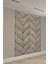 Chevron Desenli Gri ve Altın Çizgili Tek Parça Tekstil Duvar Kağıdı 1