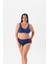 Büyük Beden Balensiz Toparlayıcı Lacivert Taşlı Bikini Takım 1