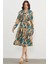 77421 Sementa Yaprak Desenli Renkli Gömlek Elbise 1
