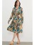 77421 Sementa Yaprak Desenli Renkli Gömlek Elbise 2