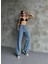 Kadın Palazzo Jeans Pantolon - Mavi 4