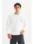 Regular Fit Baskılı Beyaz Erkek Sweatshirt L2520361102 1