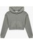 Fermuarlı Kapüşonlu Crop Gri Kadın Sweatshirt 6WAL10483IK 1