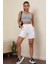 Kadın Gri Kare Yaka Crop Top Bluz 5