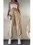 Kadın Cepli Paraşut Pantalon Bej-Siyah R 4