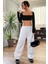 Kadın Siyah Uzun Kol Göğüs ve Sırt Dekolteli Crop Top Bluz 7