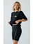 Kadın Siyah Oversize Papatya Hope Baskılı Kısa Kollu Bisiklet Yaka T-Shirt 3