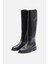 Bestyle Rider Series Uzun Siyah Gerçek Deri Fermuarlı Baldır Lastikli Çizme 5