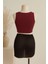 Kadın Bordo Yuvarlak Yaka Crop ve Siyah Pareo 2'li Set 2