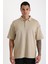 Omuz Çoban Dikiş Detaylı Double Pike Kumaş Loose Fit Erkek Polo Yaka Tişört 7