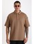 Omuz Çoban Dikiş Detaylı Double Pike Kumaş Loose Fit Erkek Polo Yaka Tişört 8