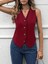 Kadın Sıfır Kollu V Yakalı Önden Düğmeli Atlas Yelek 4