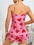 Kadın Pembe Kalp Baskılı Şortlu Gecelik Pijama Takımı 5050 2